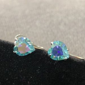 Sterling Aurora Borealis screw back earrings  (E28)